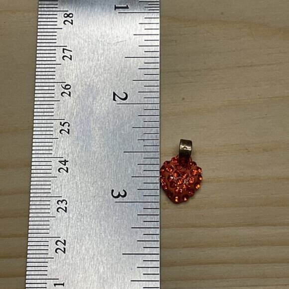 Heart-Shaped Red Pendant With Rhinestones - Picture 4 of 4